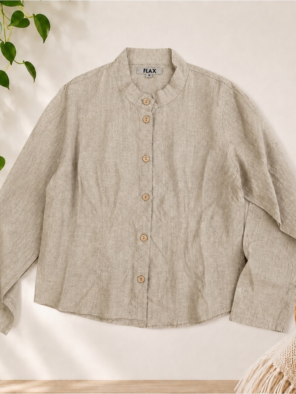 Flax 100% Linen Button Front Shirt Small NWOT
